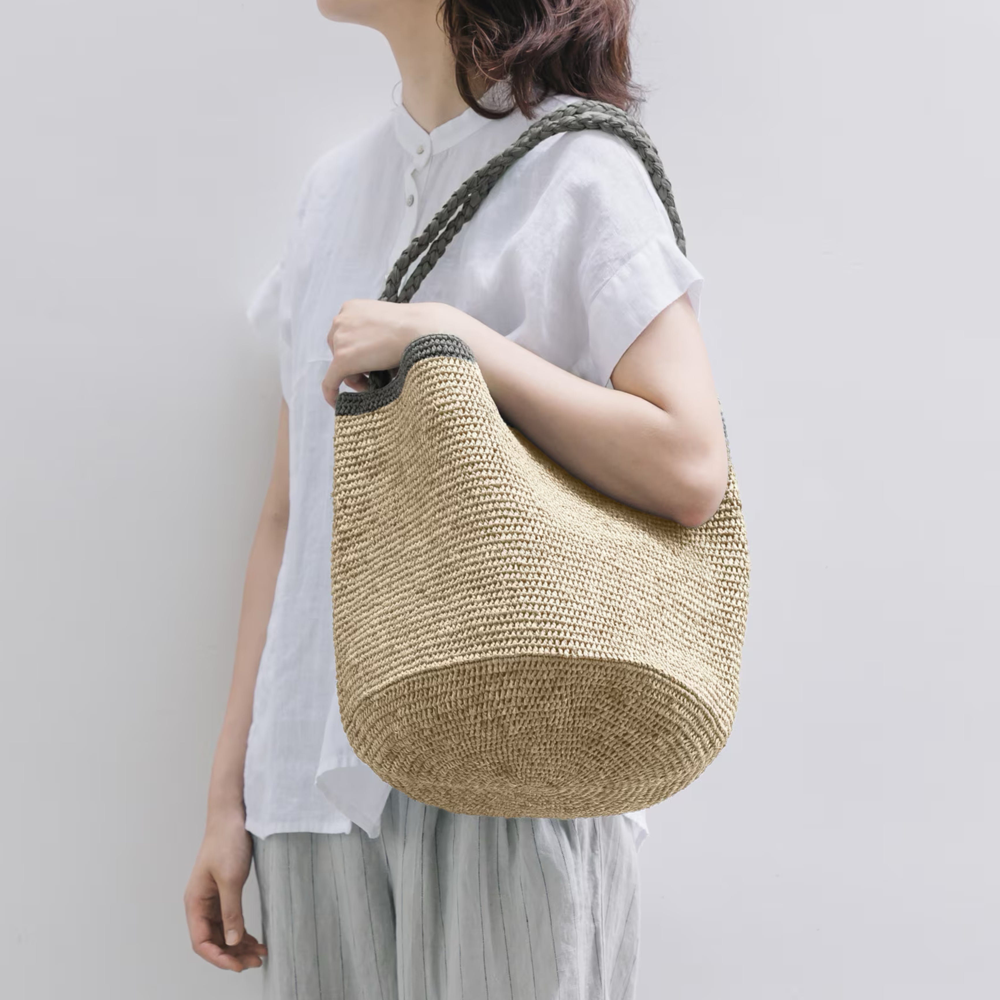 made in mada 【24SS】MOUMOUNEバイカラー ラフィアバッグ MADE IN MADA / MOUMOUNE ラフィアバッグ | Zakka so-la