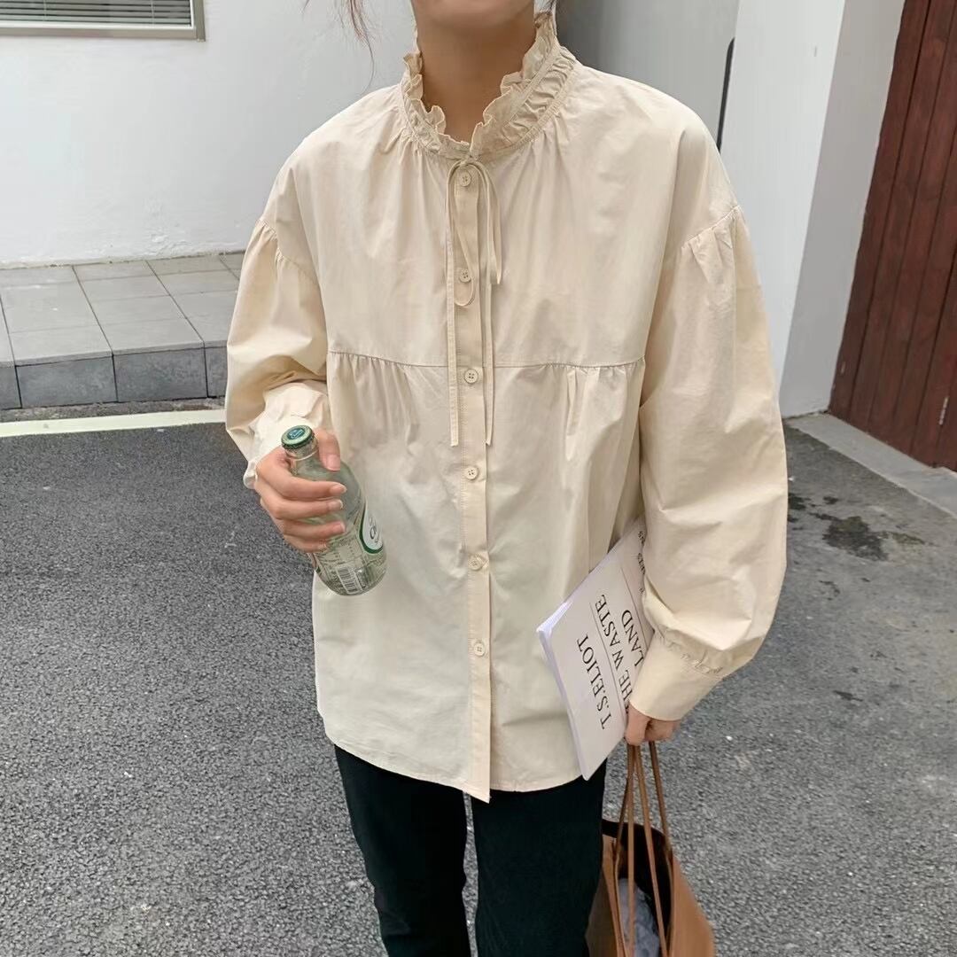 フリルネック スモックブラウス　AJ2205-1132