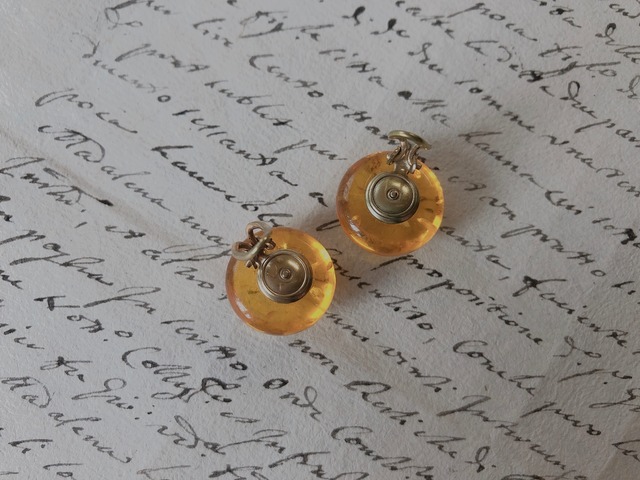 FRANCE vintage yellow candy earring