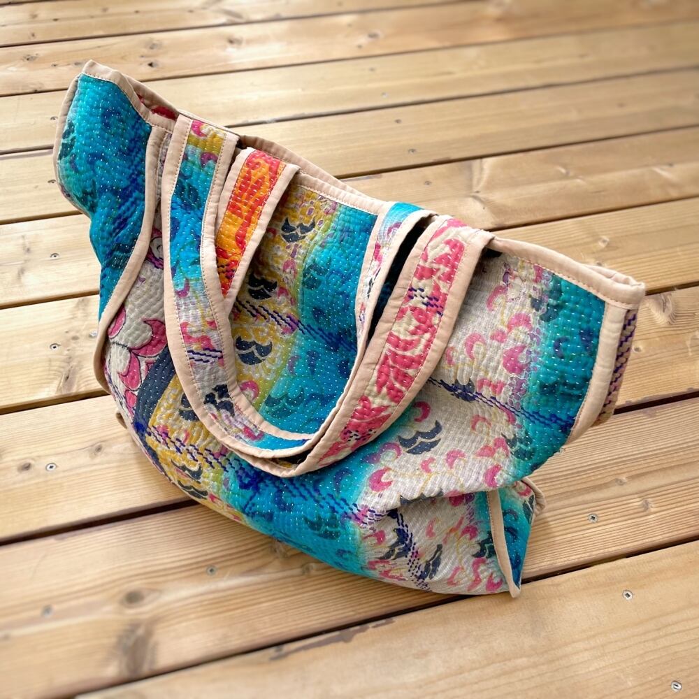 一点物レトロ刺し子　バッグヴィンテージハンドメイド綿 一点物レトロ刺し子 バッグヴィンテージハンドメイド綿 手織りポッコリ