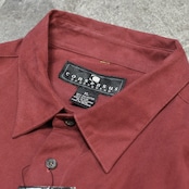 dead stock fake suede shirt red