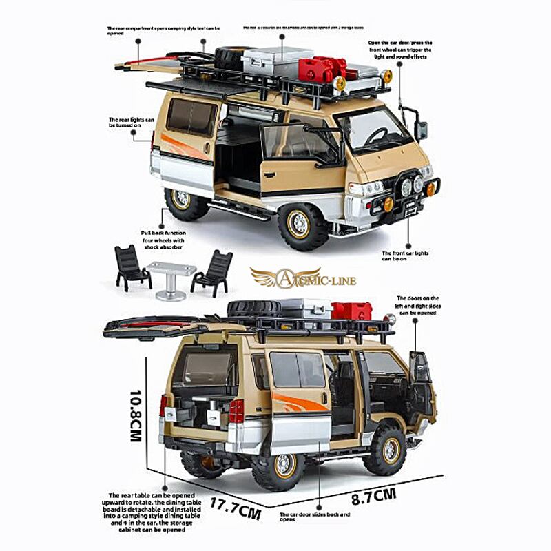 三菱 DELICA デリカ 1/24 ミニカー 全2色 ライト点灯 エンジンサウンド
