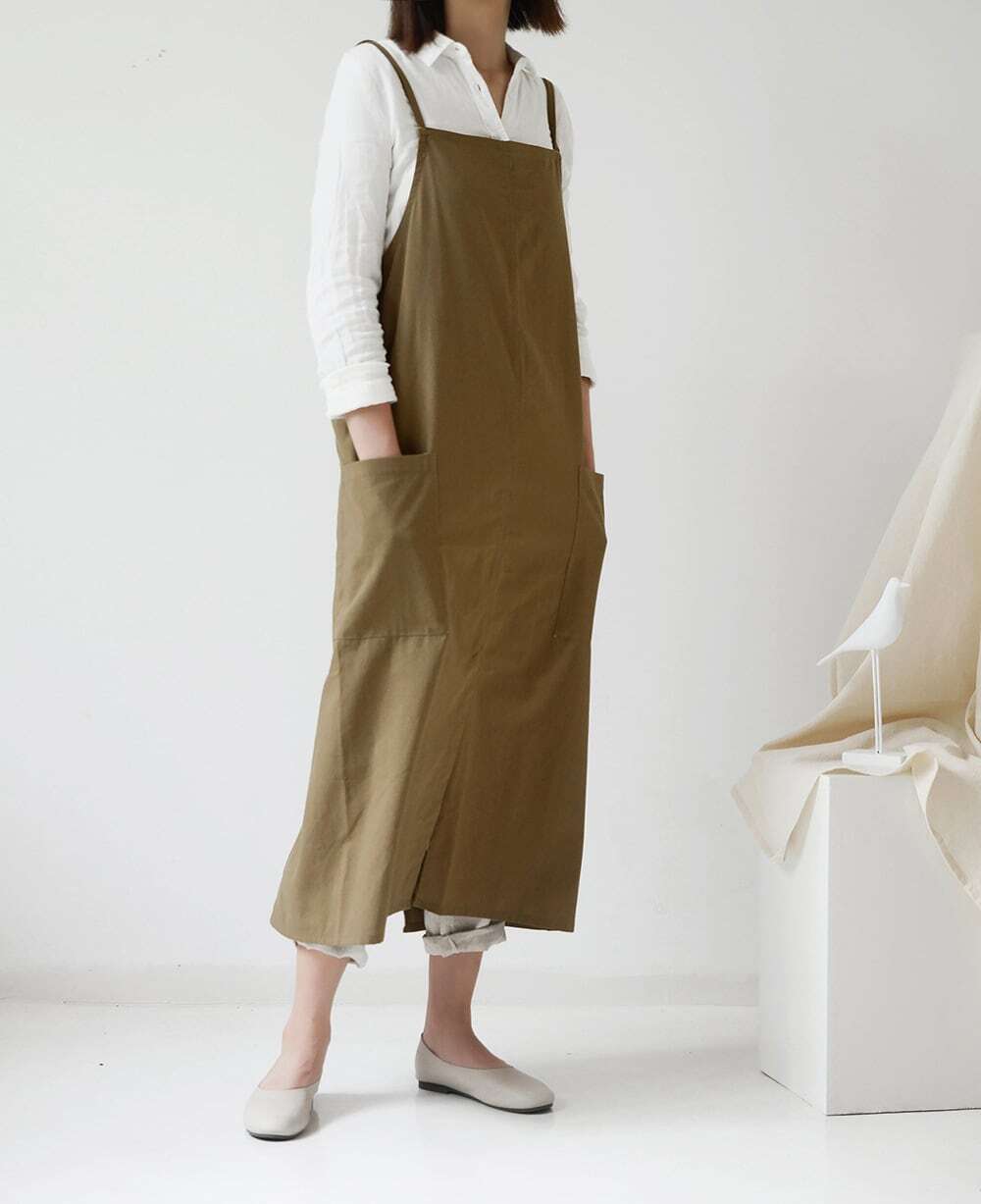 エプロン おしゃれ カフェエプロン ロング かわいい レディース ロング