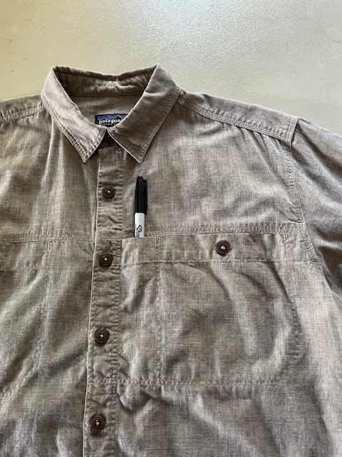 グレー×ブルーM：patagonia パタゴニア ワークシャツ シャンブレー