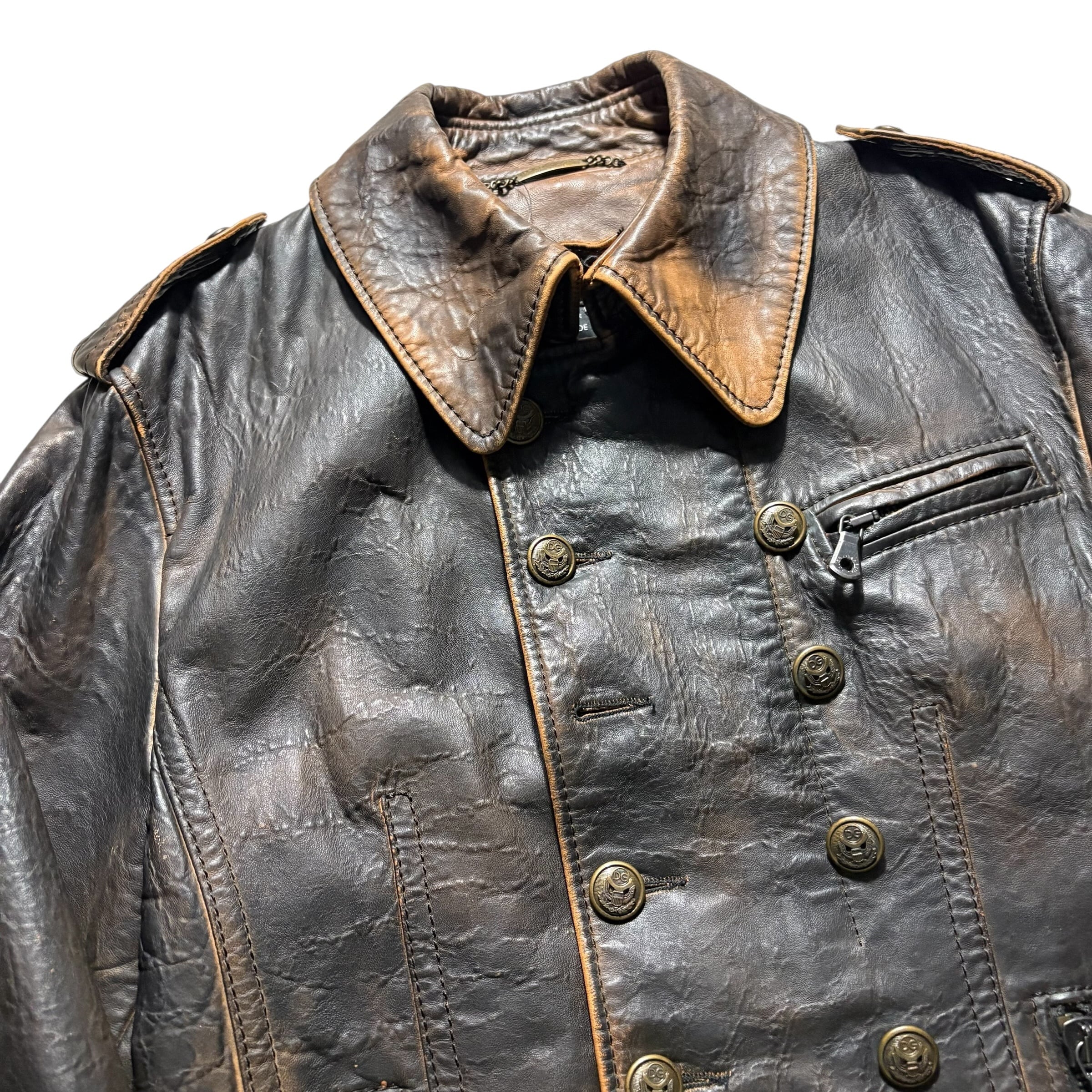 DOLCE&GABBANA leather napoleon jacket | NOIR ONLINE