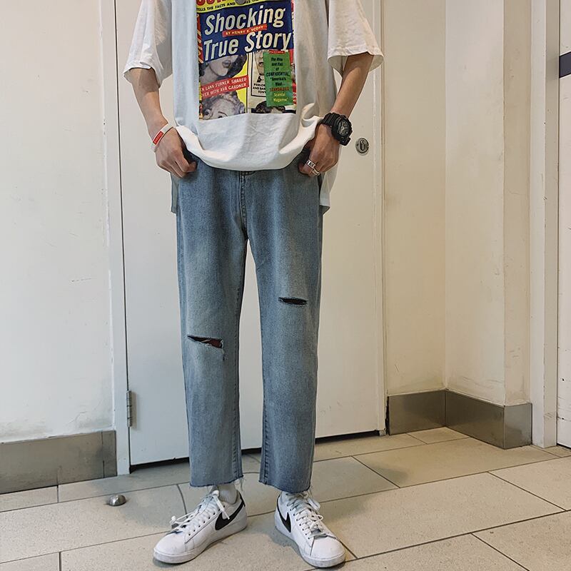 全1色 デニム パンツ ストレート カジュアル 無地 おしゃれ