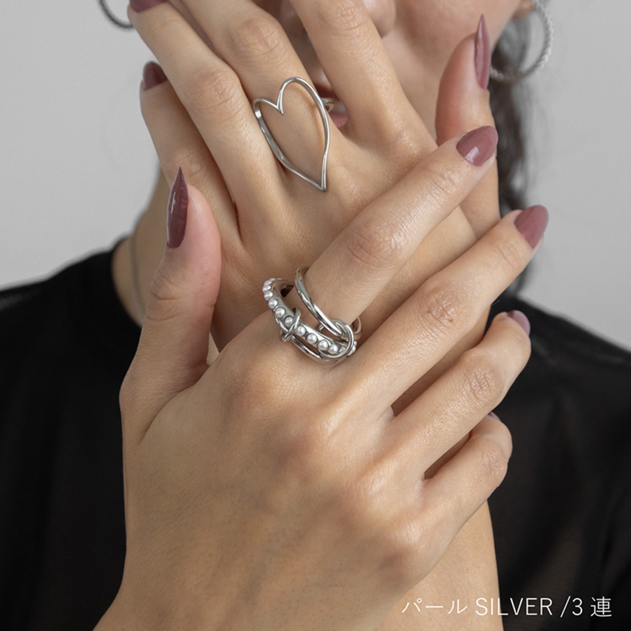 【ネコポス便】金属アレルギー対応  コネクテッドリング サージカルステンレス  316L  2180