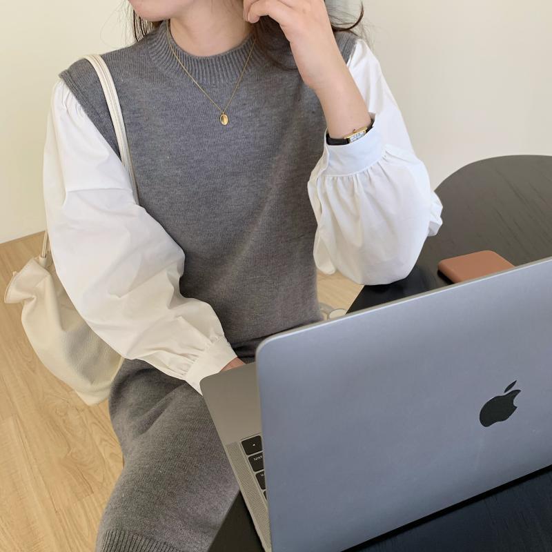 スタンダードシングルベルト セーター スカート ニットドレス レトロ ハーネス ステッチ ビッグFスモールZ韓国28245276795