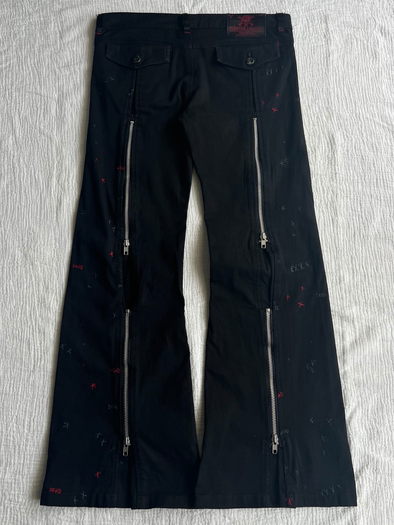 "h.ANARCHYISM" Embroidery Zip Flared Pants