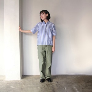 ※受注生産　Houttuynia cordata　ボックス型シャツ 半袖　stripe