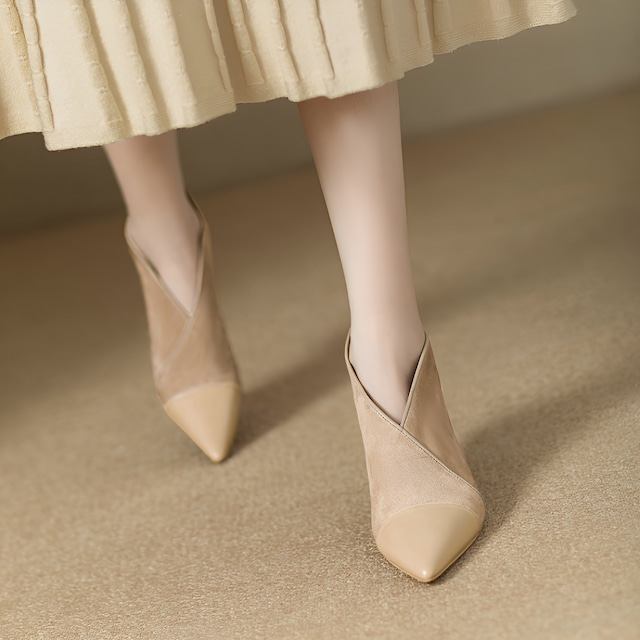 ベルベットポインテッドトゥフレンチアンクルショート　BM0747