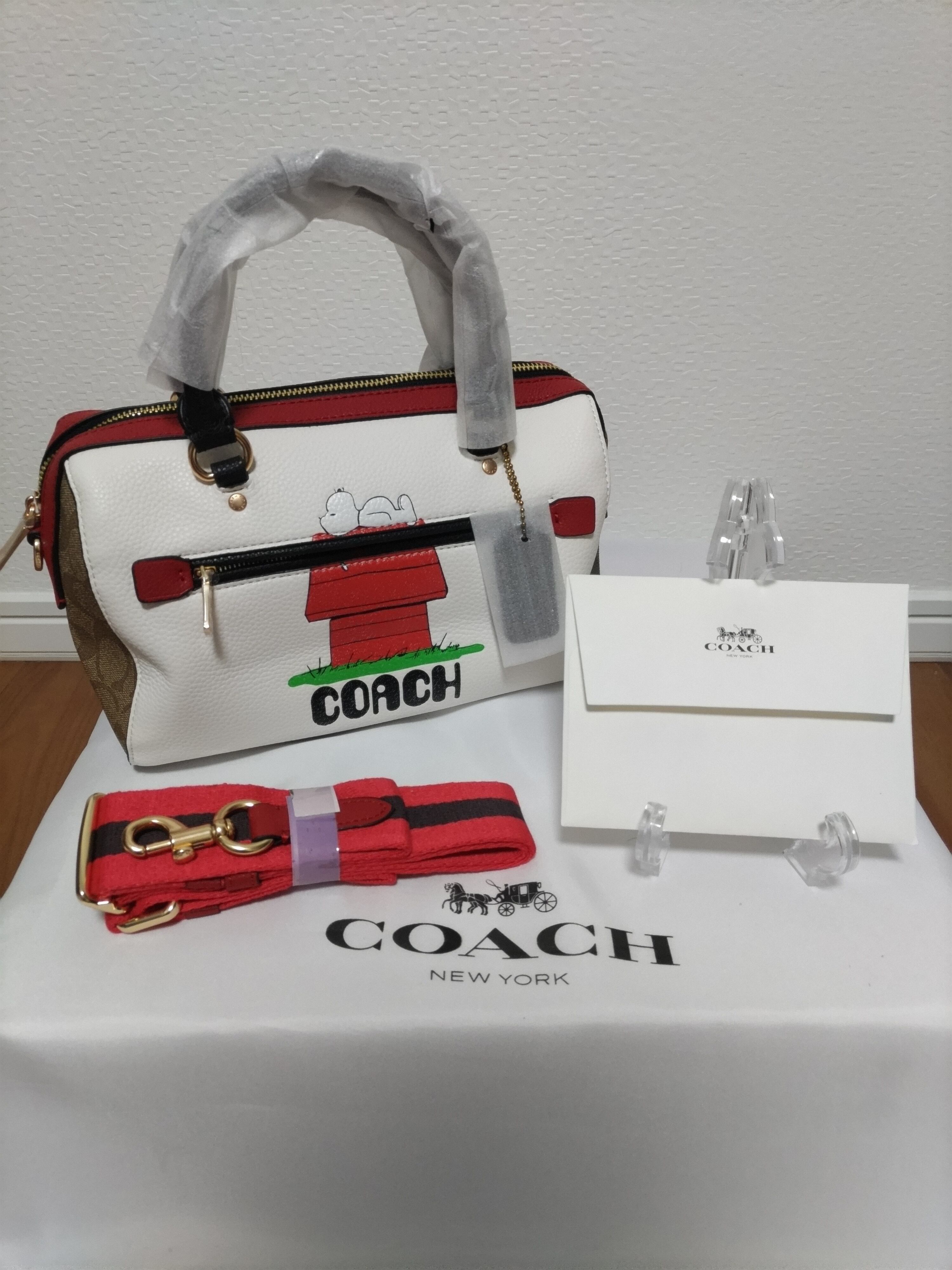 COACH コーチ 2WAY ショルダーバッグ ボストン スヌーピー レザー  