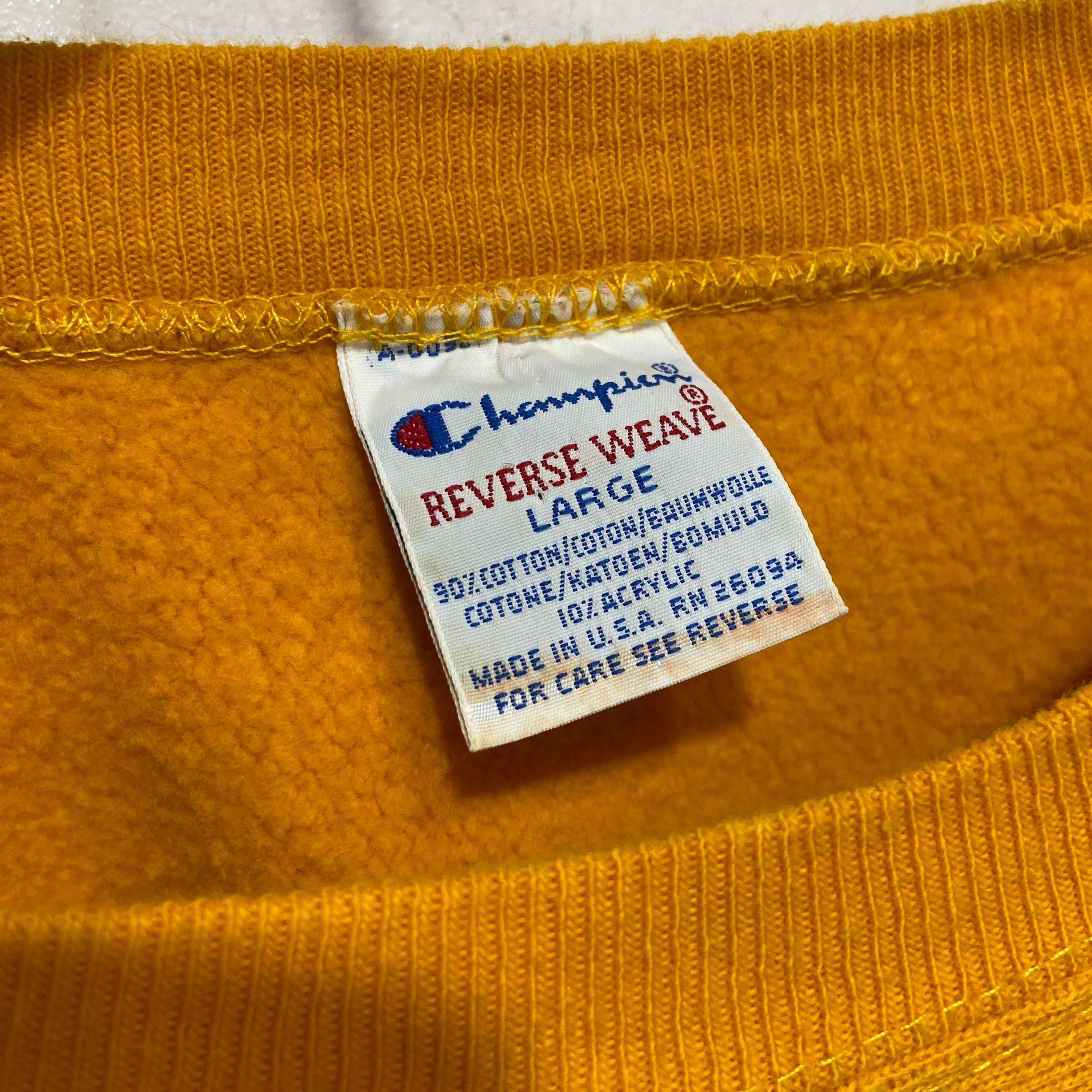 90s USA製 Champion リバースウィーブスウェット マスタード L 90s USA製 Champion リバースウィーブスウェット マスタード L