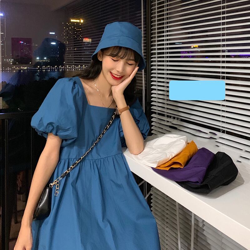 サマースタイルスリーブドレス スカート 夏物 スクウェア 試着室99510241023