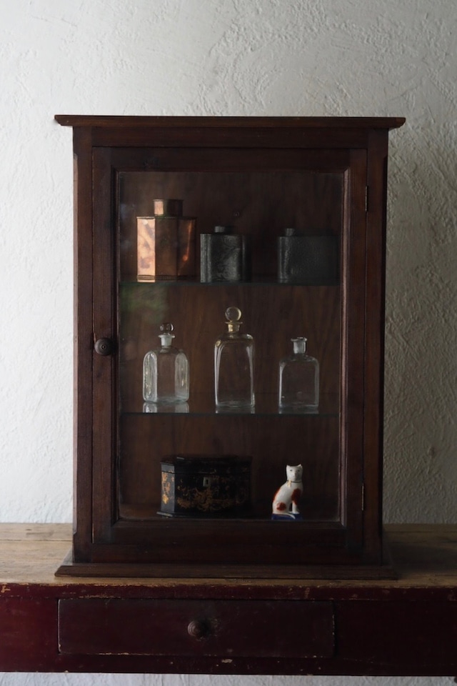 卓上3段ガラスショーケース-antique glass show case