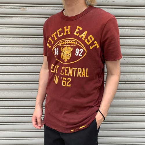 アバクロンビー&フィッチ リバーシブルTシャツ カレッジロゴ ダメージ加工 S