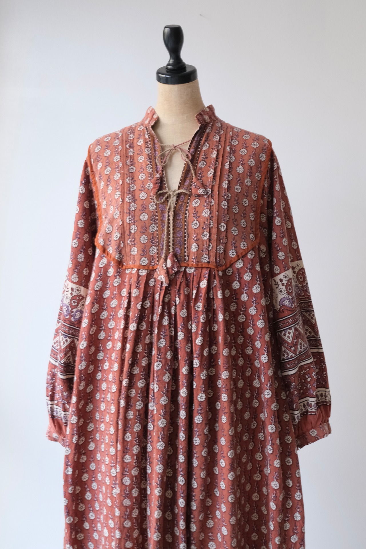 Indian cotton terracotta with lavender dress