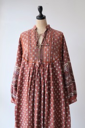 Indian cotton terracotta with lavender dress