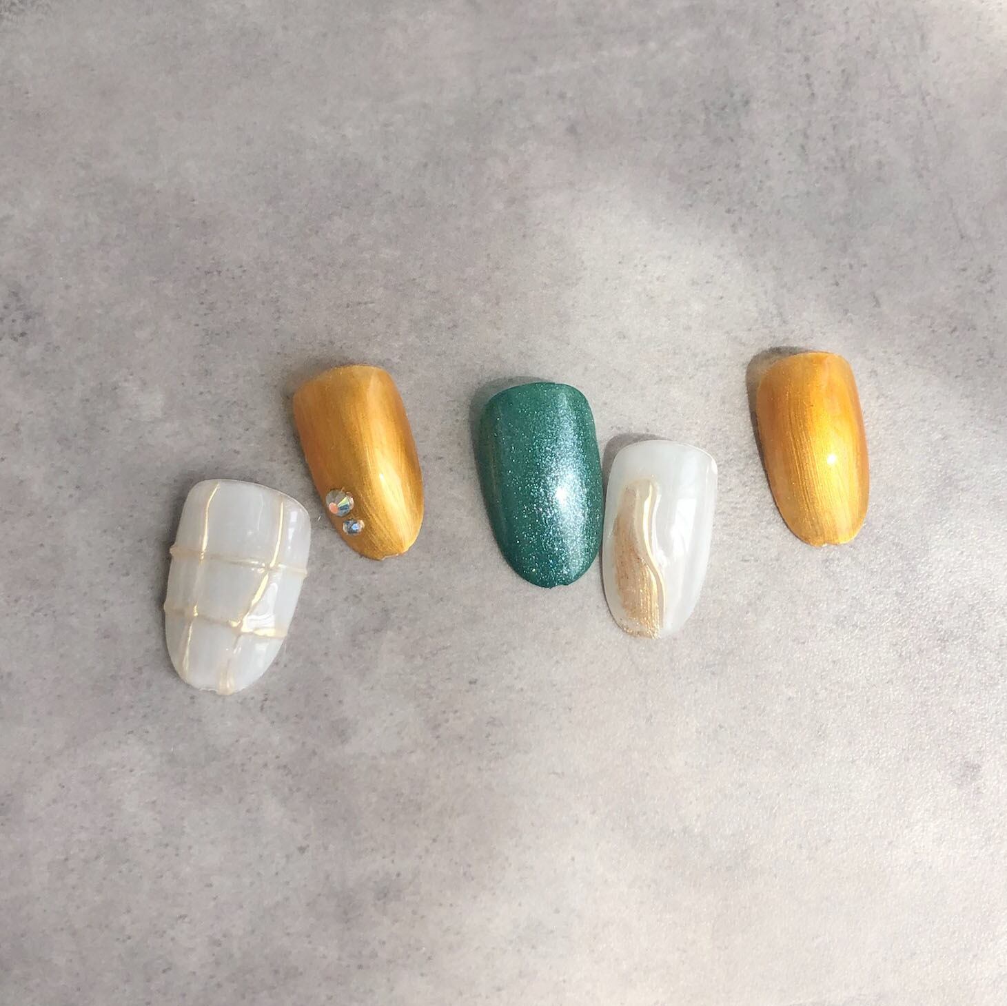 セール価格】ネイルチップ/ターコイズ ブルーオレンジ | Nail_momi