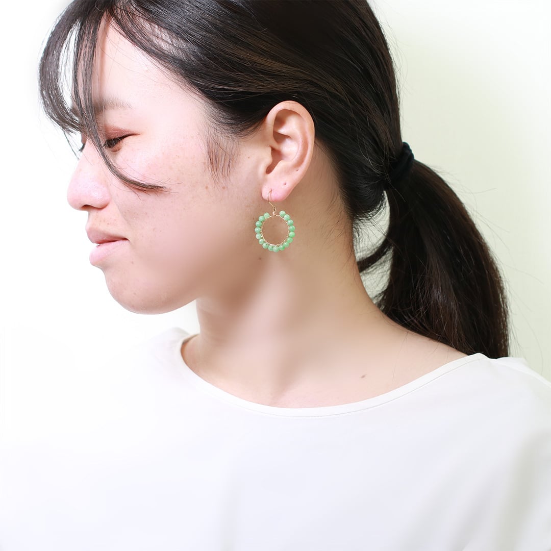 プルンと翡翠が可愛い！！翡翠フープピアス 大 A貨翡翠 mm1091