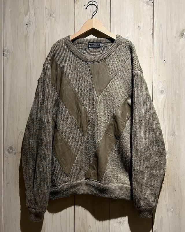 【a.k.a.C.a.k.a vintage】“SAXONY” Leather Switching Vintage Loose Knit