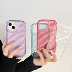 【iphone14対応】 おしゃれ 3D ウェーブ デザイン 透明 耐衝撃 強化バンパー 抗指紋 耐水性 清潔感 iphone ケース 4配色