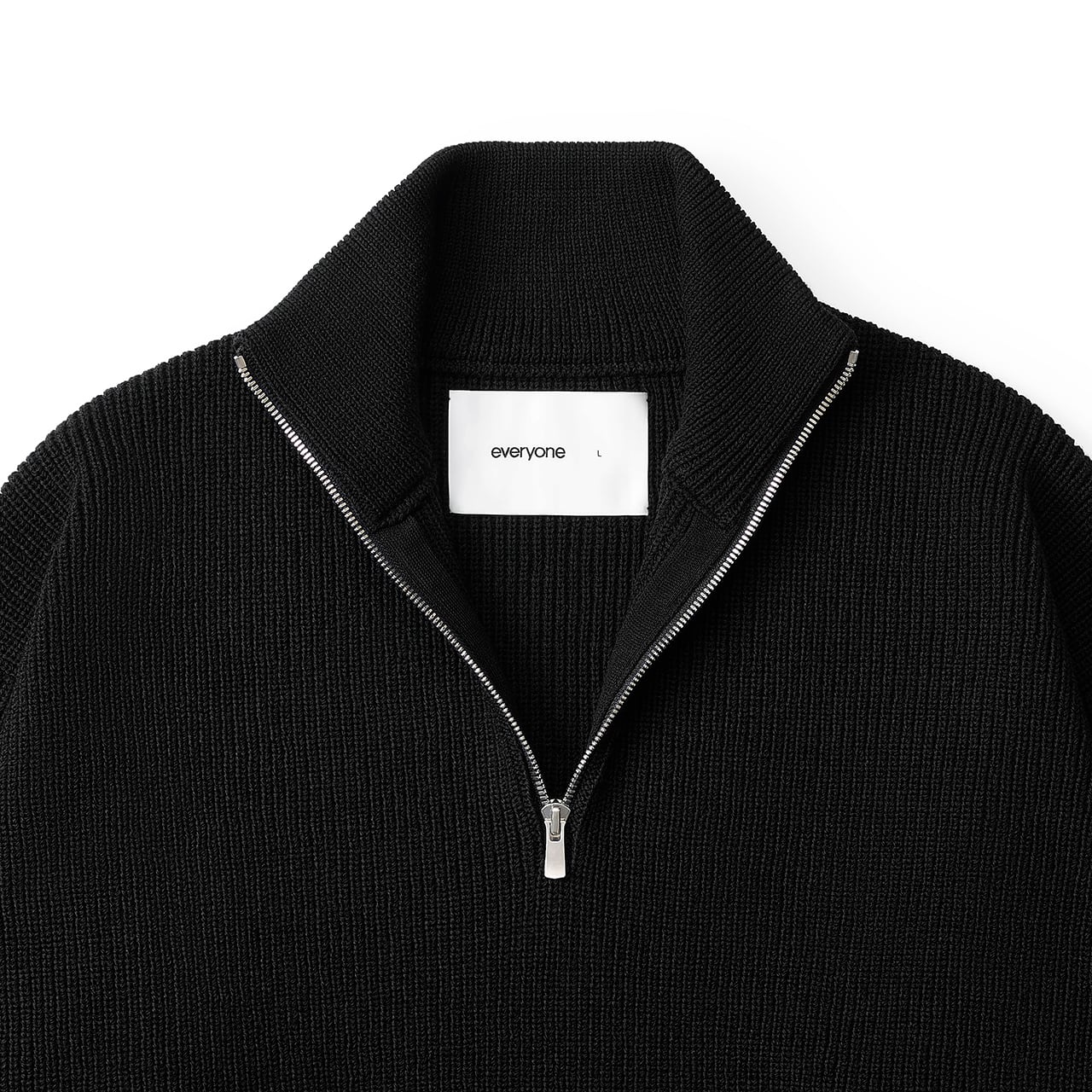 everyone half zip rib knit sweater (BLACK) | everyone