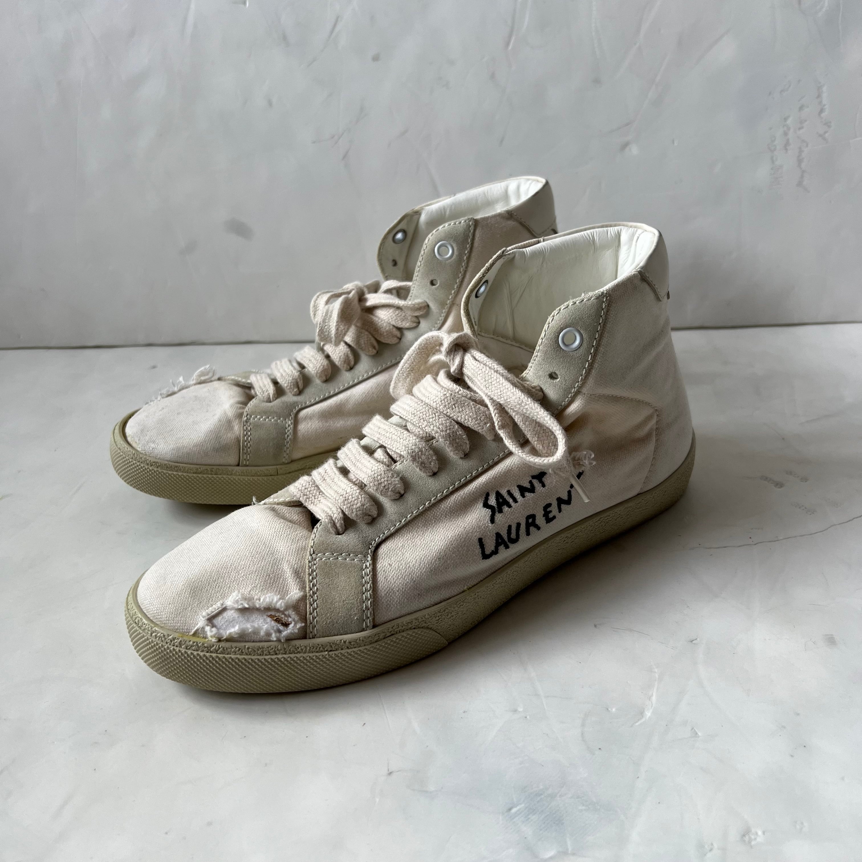 Saint laurent paris” white logo high cut sneaker サンローランパリ