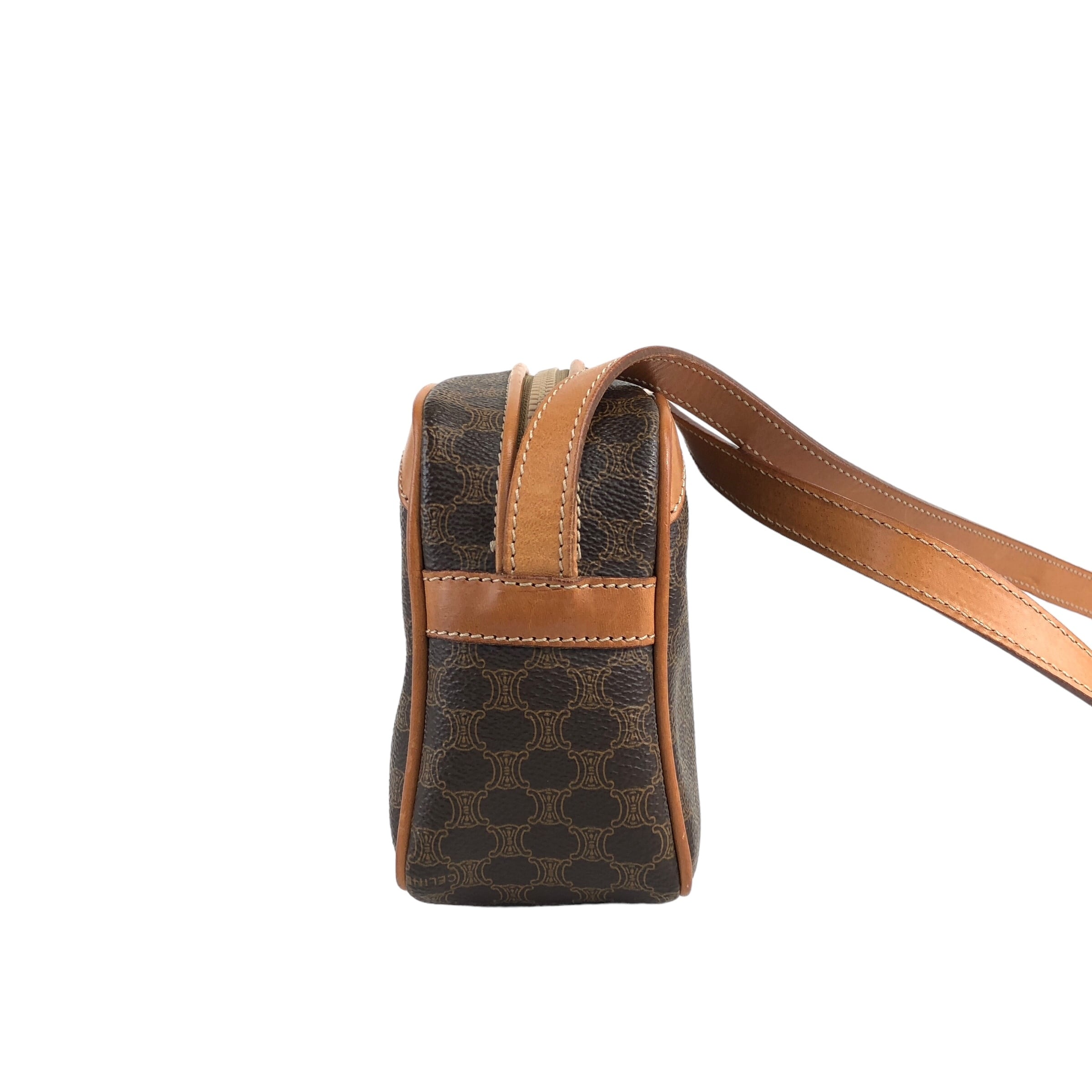 CELINE セリーヌ マカダム ショルダーバッグ ブラウン ブラゾン型押し