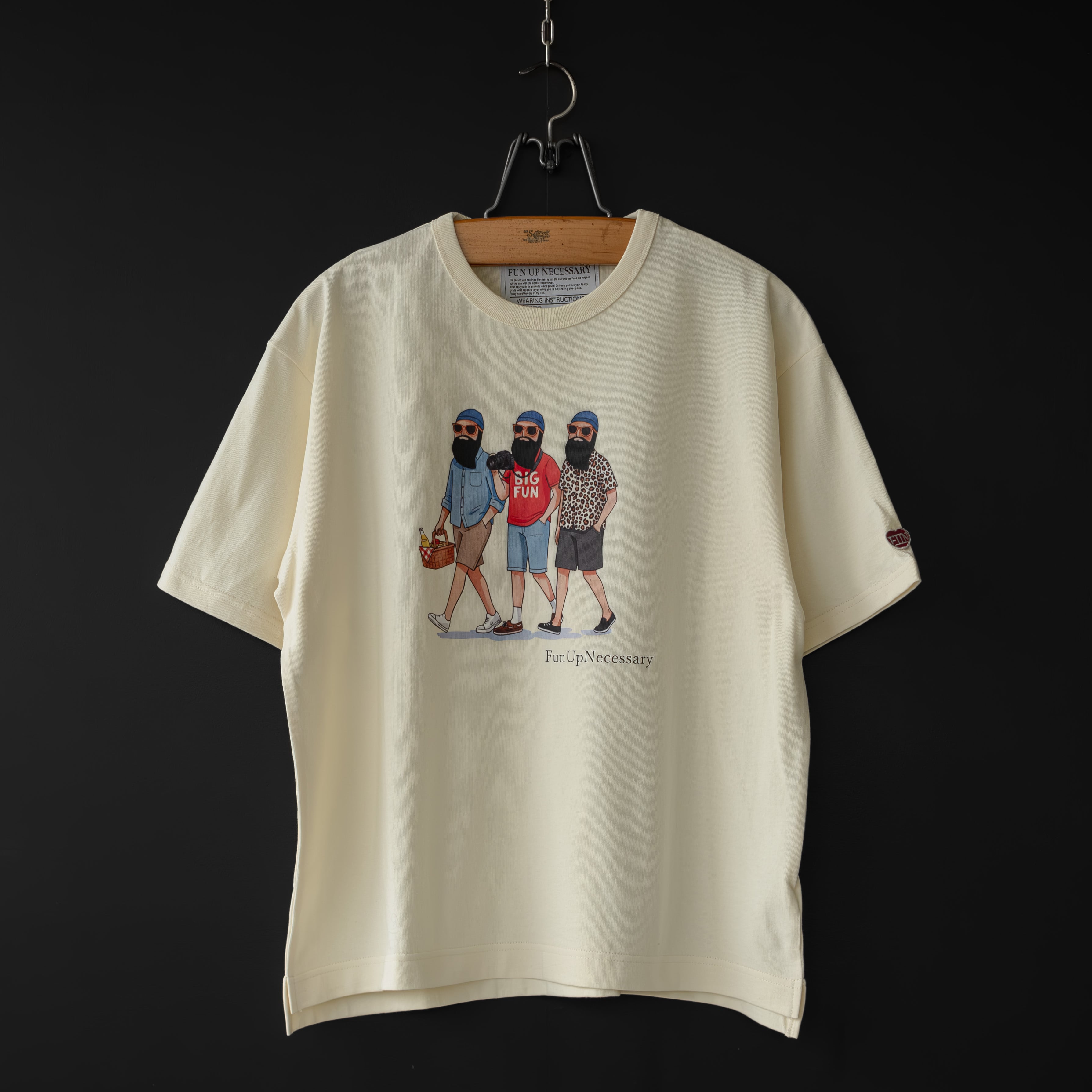 modem design】 baseball tee (white × navy) | dros dro