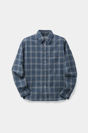 [COOR] Garment Dyed Check Shirt (Washed Blue) 正規品 韓国ブランド 韓国通販 韓国代行 韓国ファッション クール クーア クアー COOR 日本 店舗