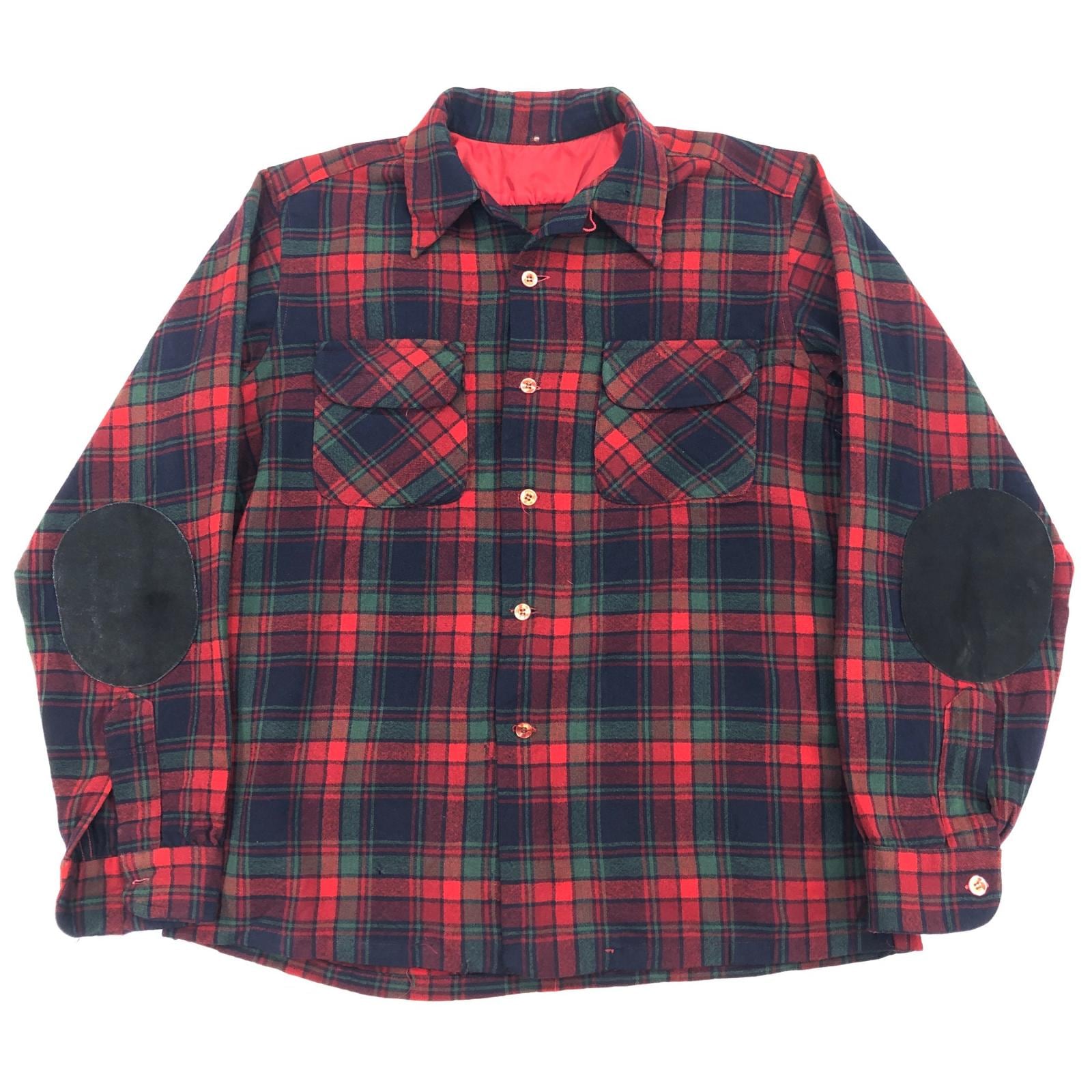 ペンドルトン PENDLETON エルボーパッチ付 ウールシャツ 80s USA製