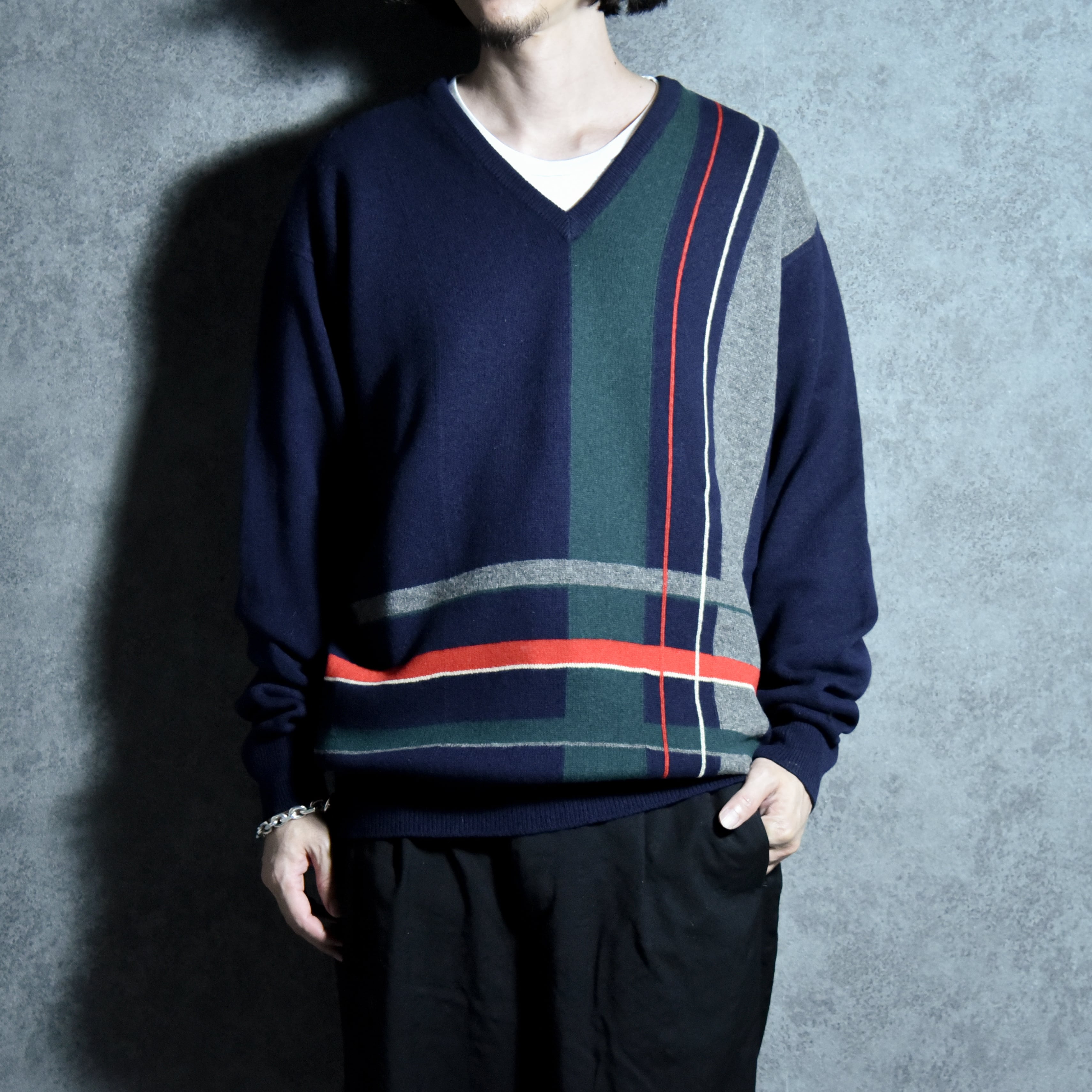 希少 70's 英国製 Pringle アーガイル Vネック カシミヤ セーター 希少 70's 英国製 Pringle アーガイル Vネック カシミヤ セーター 楽天