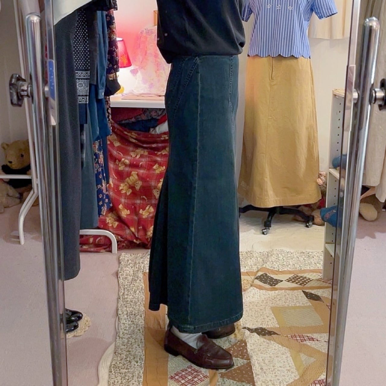 back button slit denim skirt