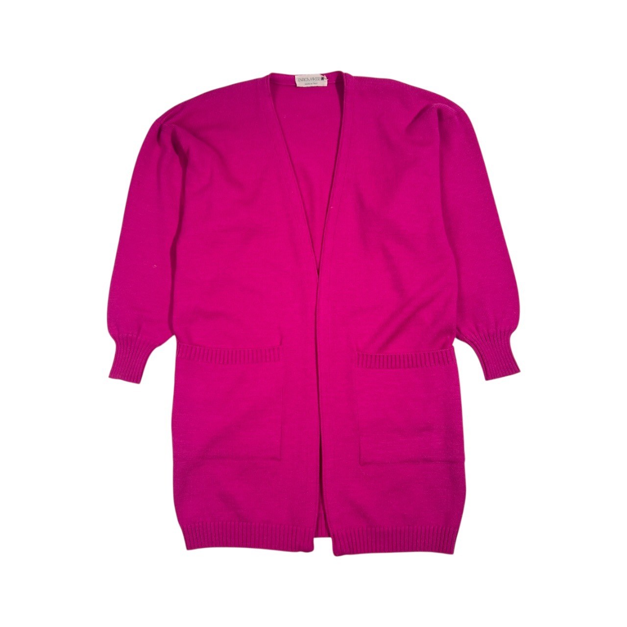 イタリア製 ENRICA MASSEI エンリカマッセイ ウール ニット カーディガン 羽織り 40/マゼンタ系 レディース