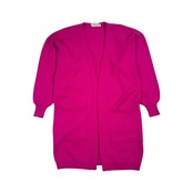 イタリア製 ENRICA MASSEI エンリカマッセイ ウール ニット カーディガン 羽織り 40/マゼンタ系 レディース