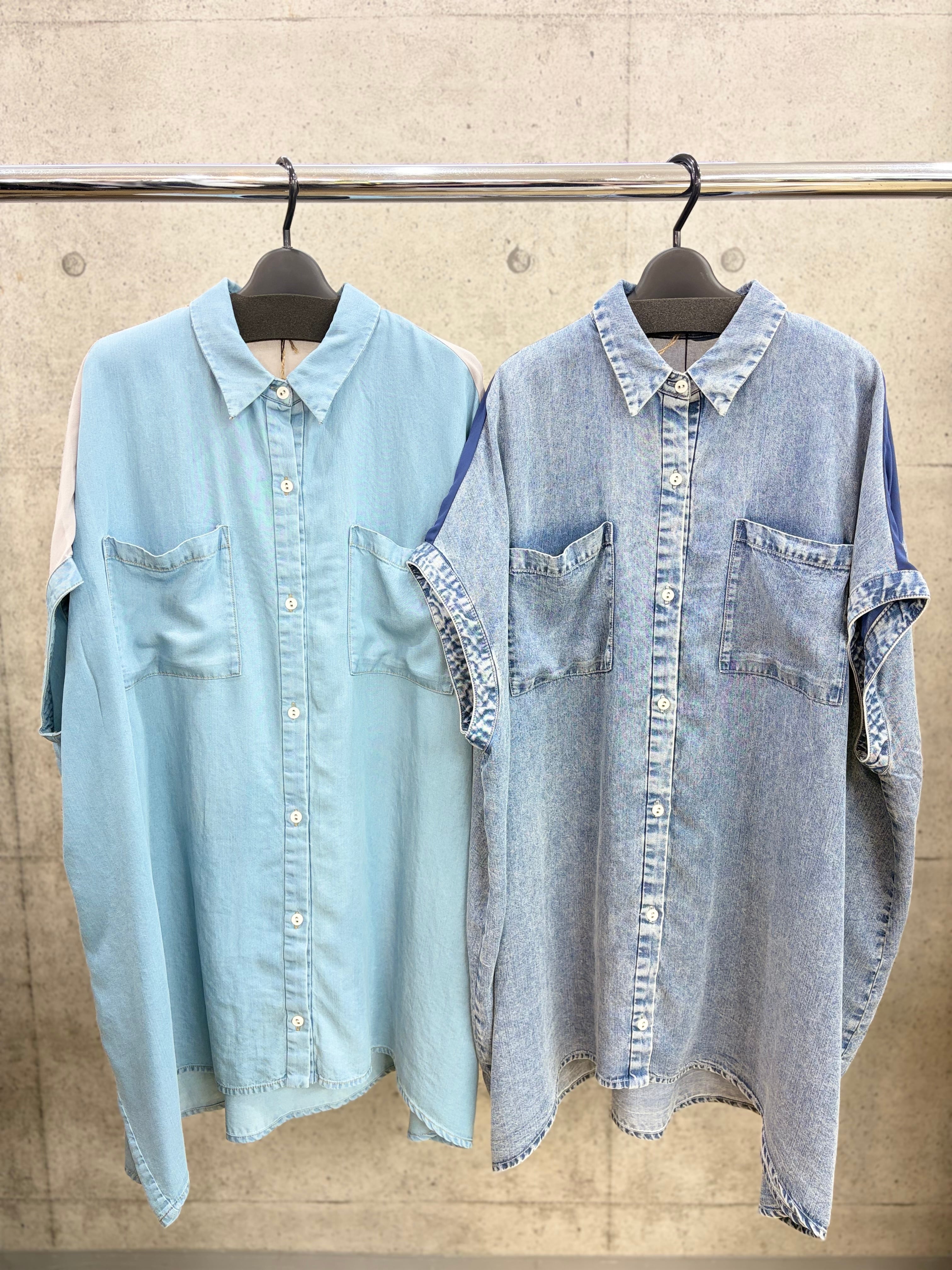ジャケット・アウター CYNICAL Tencel denim drawstring shirt 30％OFF SALE!!】CYNICAL(シニカル)テンセルデニム×ジョーゼットロング