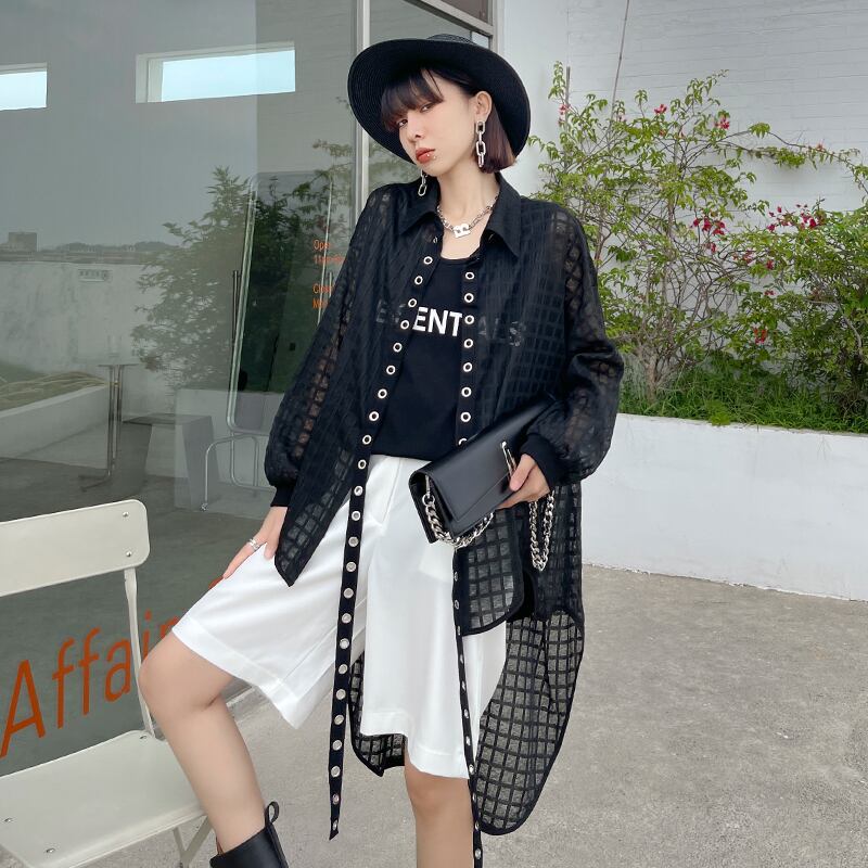 シャツ レディースサマー薄手ルーズ ロング 夏物 ラブタオタオダレンハウス42356938425