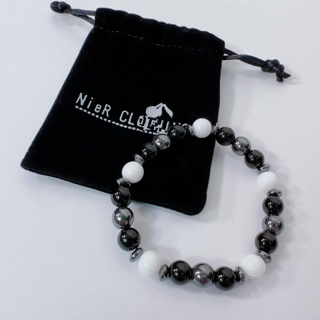 BLACK×WHITE STONE BRACELET【ミニポーチ付き】