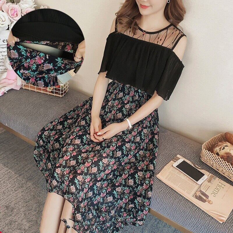 【新作】【送料無料】 夏の看護シフォンマタニティドレス妊娠中の服半袖妊娠中の女性女性Vestido授乳パーティードレスC844 ショート ハーフスリーブ サマー 夏物 AL expec366491493346