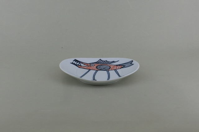 変魚シリーズ 小皿 足有り(赤)