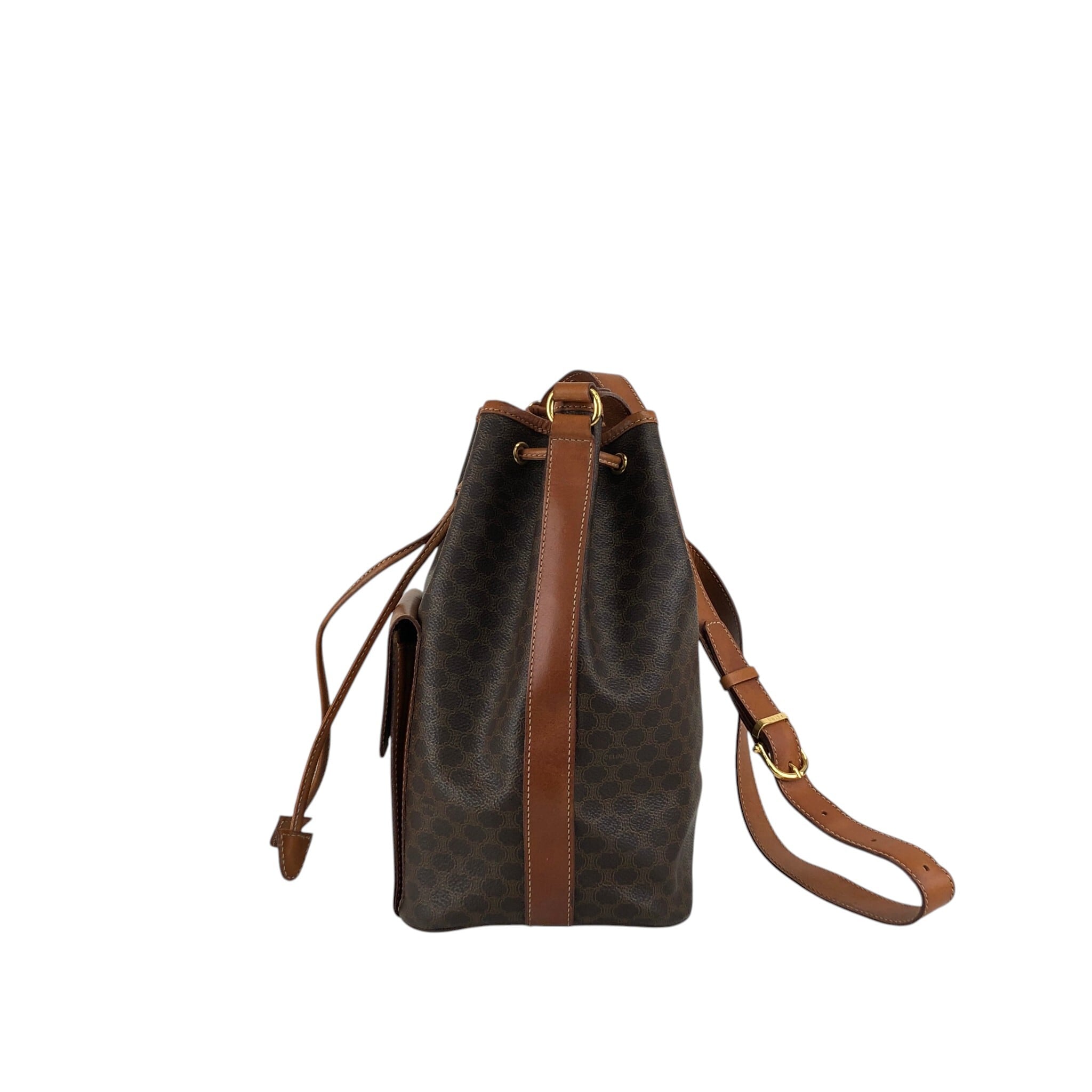 CELINE セリーヌ マカダム ショルダーバッグ ブラウン ブラゾン型押し