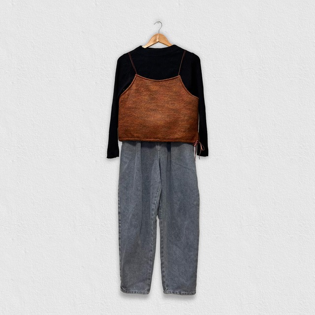 【レイヤードスタイル】大人可愛い トップス キャミソールベスト ビスチェ｜ブラウン｜画像8