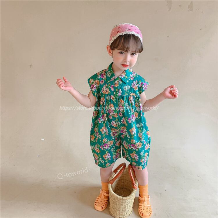 即納】オールインワン つなぎ ゆったり 花柄 女の子 韓国子供服 子供服  