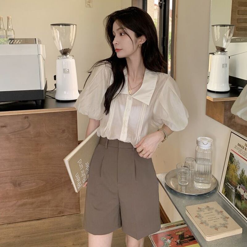 スリーブシャツ サマー薄手トップス 大人ガーリー スウィート キュート カジュアル 夏物 スーパーモール45521479886