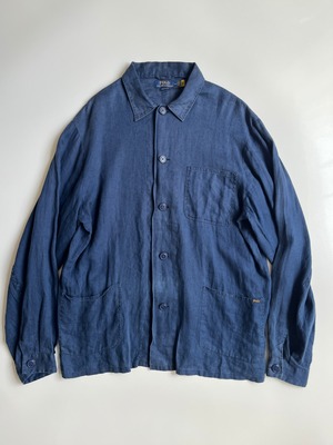 ポロラルフローレン Polo Ralph Lauren リネン カバーオール ジャケット フェード ネイビー｜メンズM｜古着 フィリピン製 2010年代
