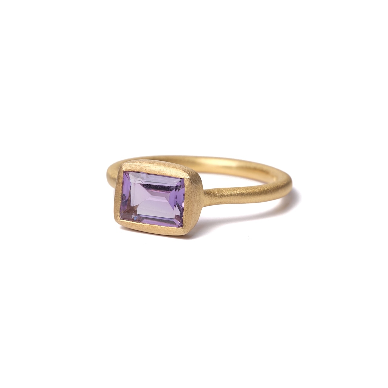 S925 SINGLE STONE MATT RING -AMETHYST-
