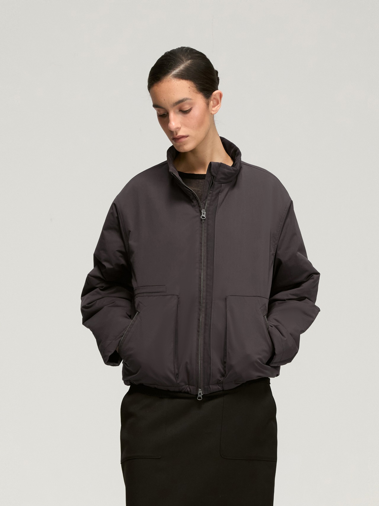 DECESOLO 26AW 3Mシンサレート マルチマテリアル ショート中綿ジャケット