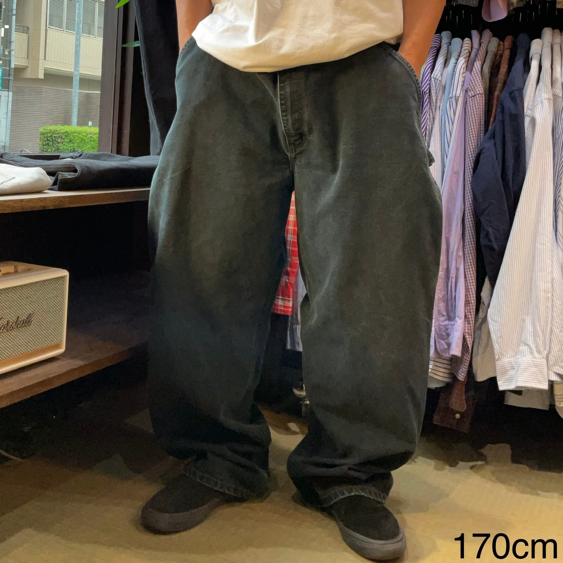 W42×L30】Carhartt ペインターパンツ ブラック 革パッチ | 古着屋OLDGREEN