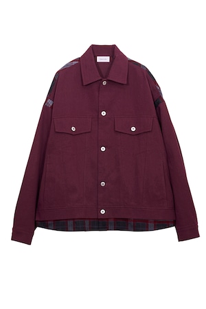 Nora Lily / ノラリリー Check Switch Denim Blouson/ ボルドー